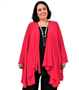 Red Draped Front Jacket