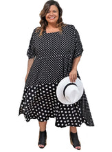 Load image into Gallery viewer, Black &amp; White Dot Plus Size Dress