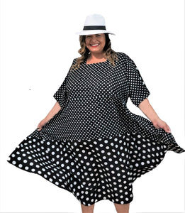 Black & White Dot Plus Size Dress