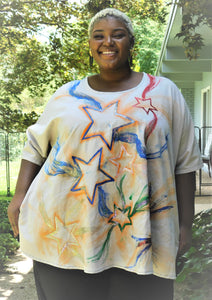 Plus Size Hand-painted Star Top
