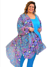 Load image into Gallery viewer, Violet Print Kimono Duster