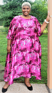 Plus Size Pink Print Dress