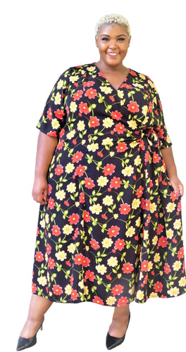 Beautiful Floral Wrap Dress
