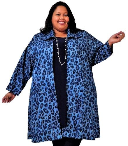 Denim Animal Print Plus Size Jacket