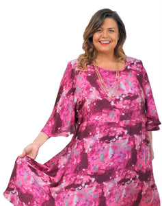 Plus Size Pink Print Dress