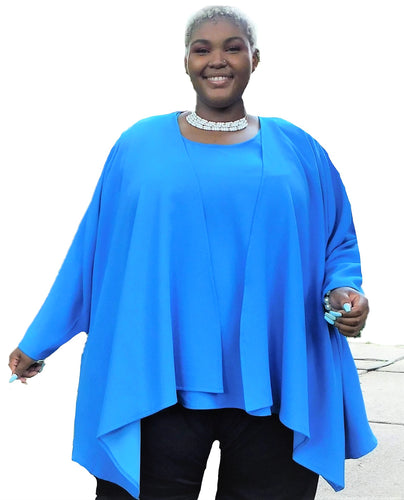 Turquoise Draped Front Duster